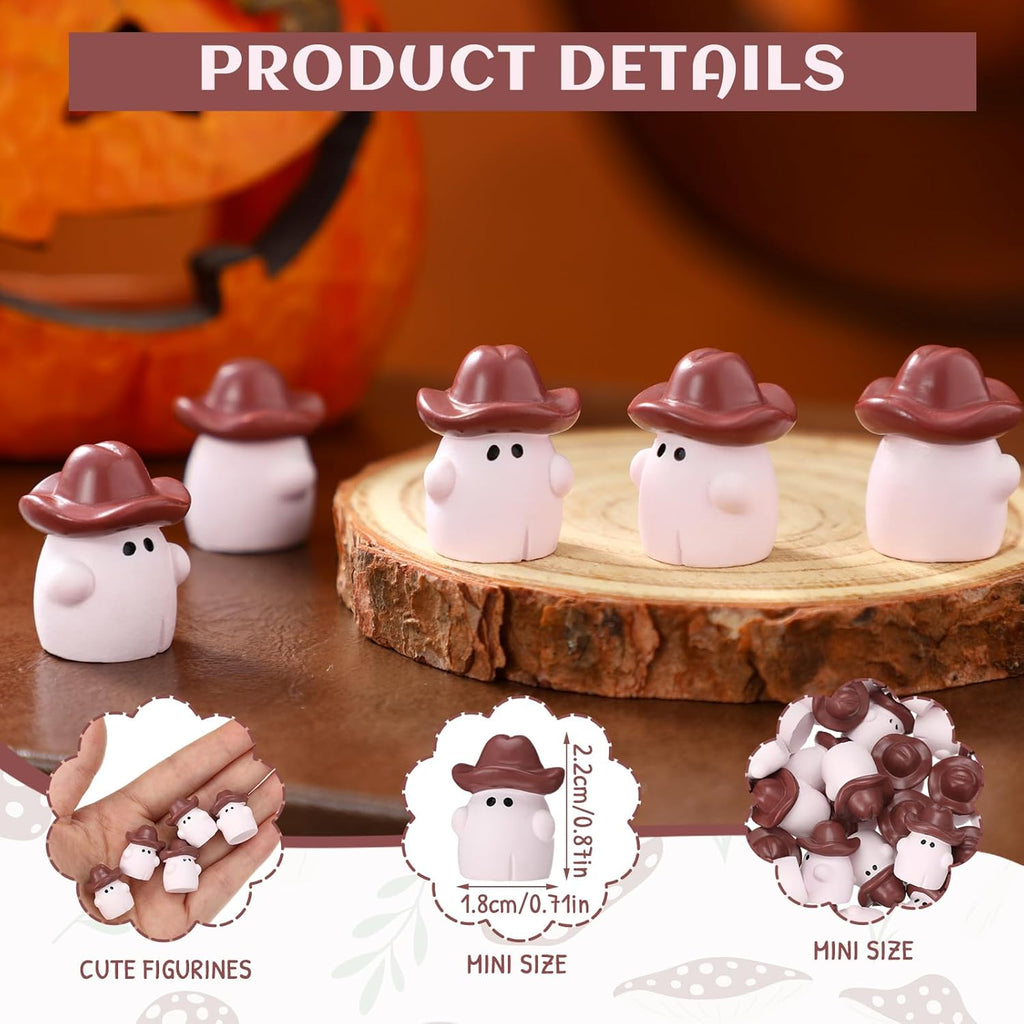 50 Pcs Halloween Mini Cowboy Figurines Resin Tiny Miniature Cowboy Figures for Halloween Party Outdoor Home Garden Decoration