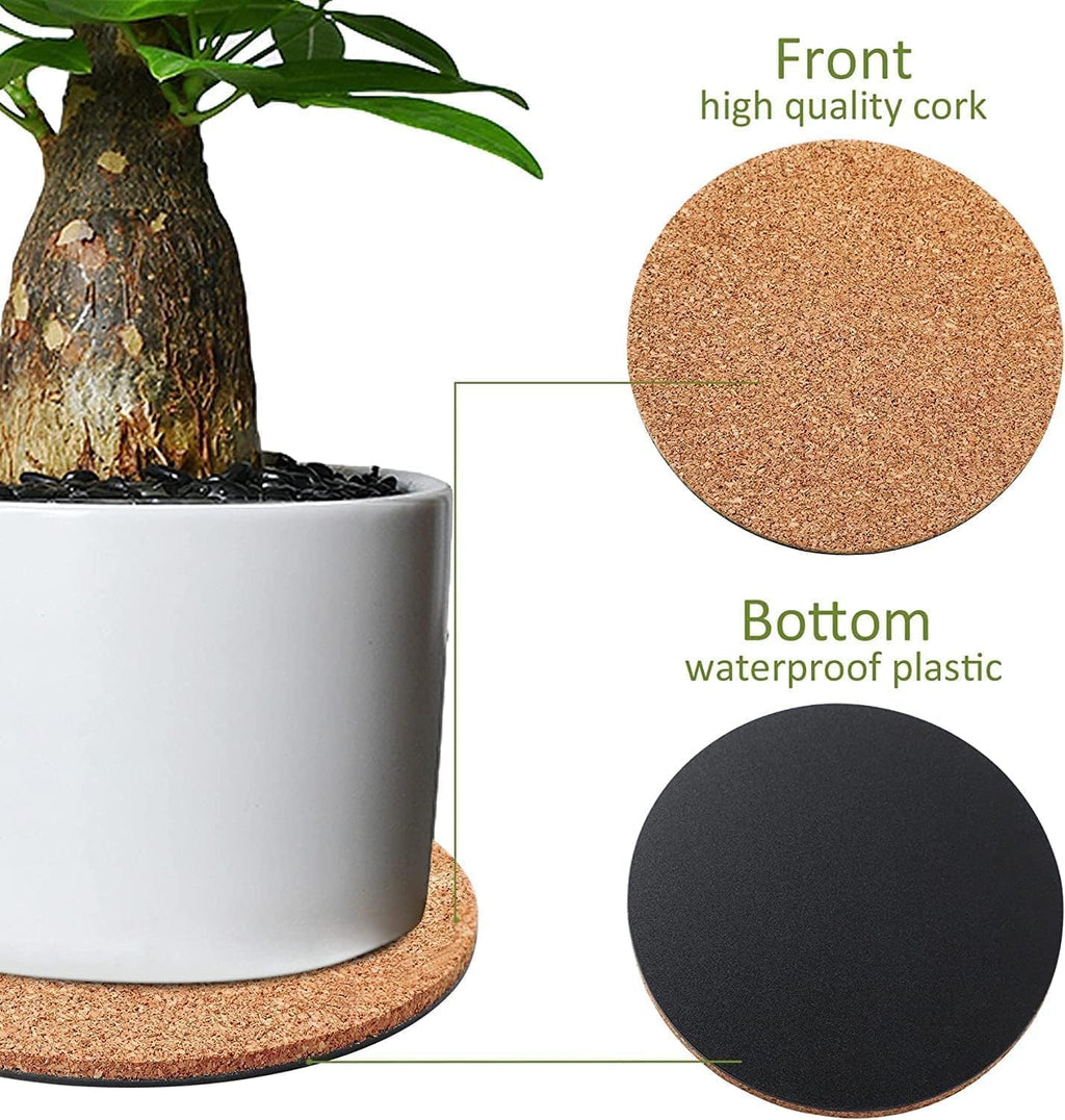 Augshy 8Pcs 6 Inch Cork Plant Saucers Plant Mats Round Coasters Pad for Plants House Garden Indoors Pots DIY Craft Project