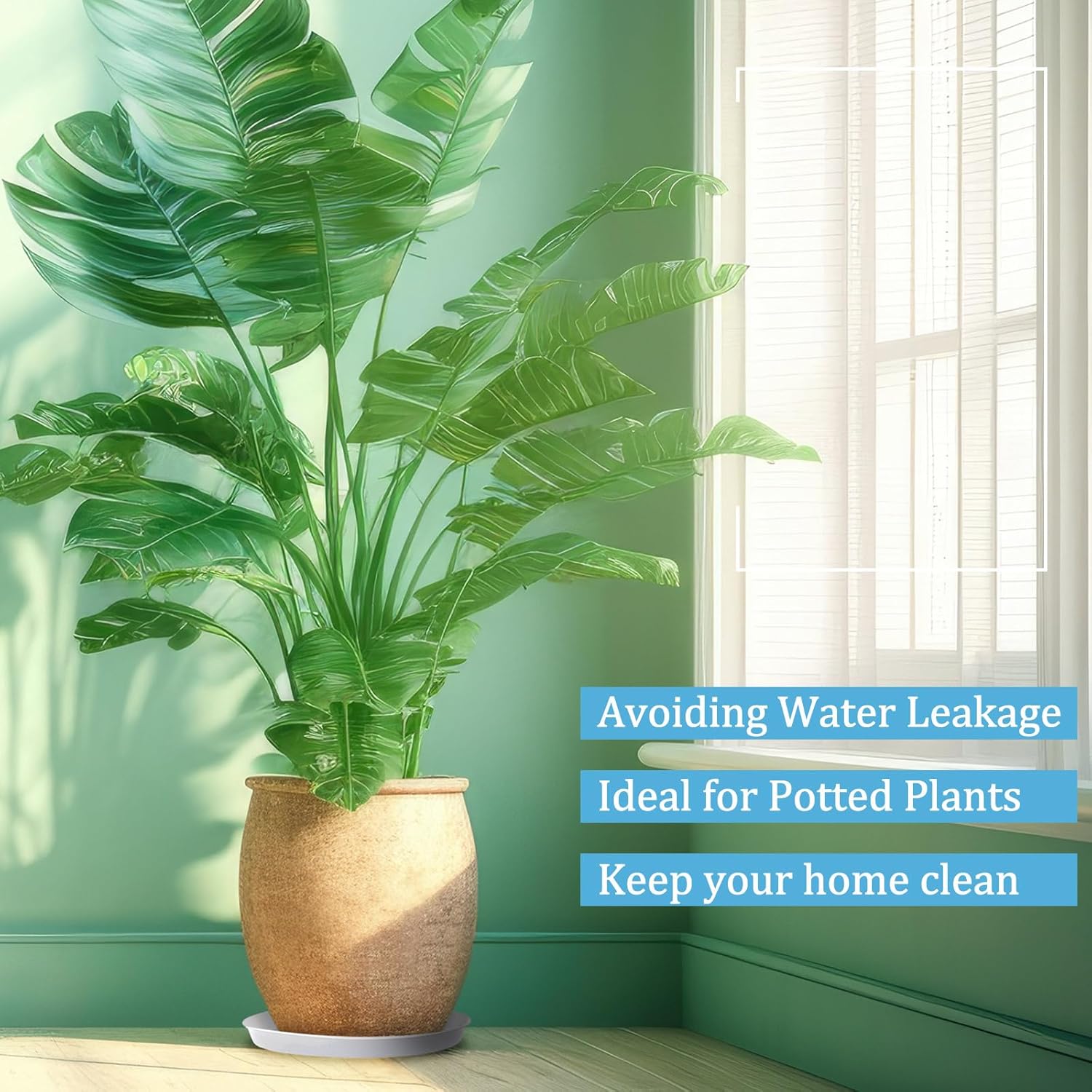 Eccliy 12 Pcs Plastic Plant Saucers Round Plant Tray Large Flower Pot Heavy Duty Planter Water Trays Thick Planter Drip Saucers for Indoors and Outdoors(16 Inch,White)