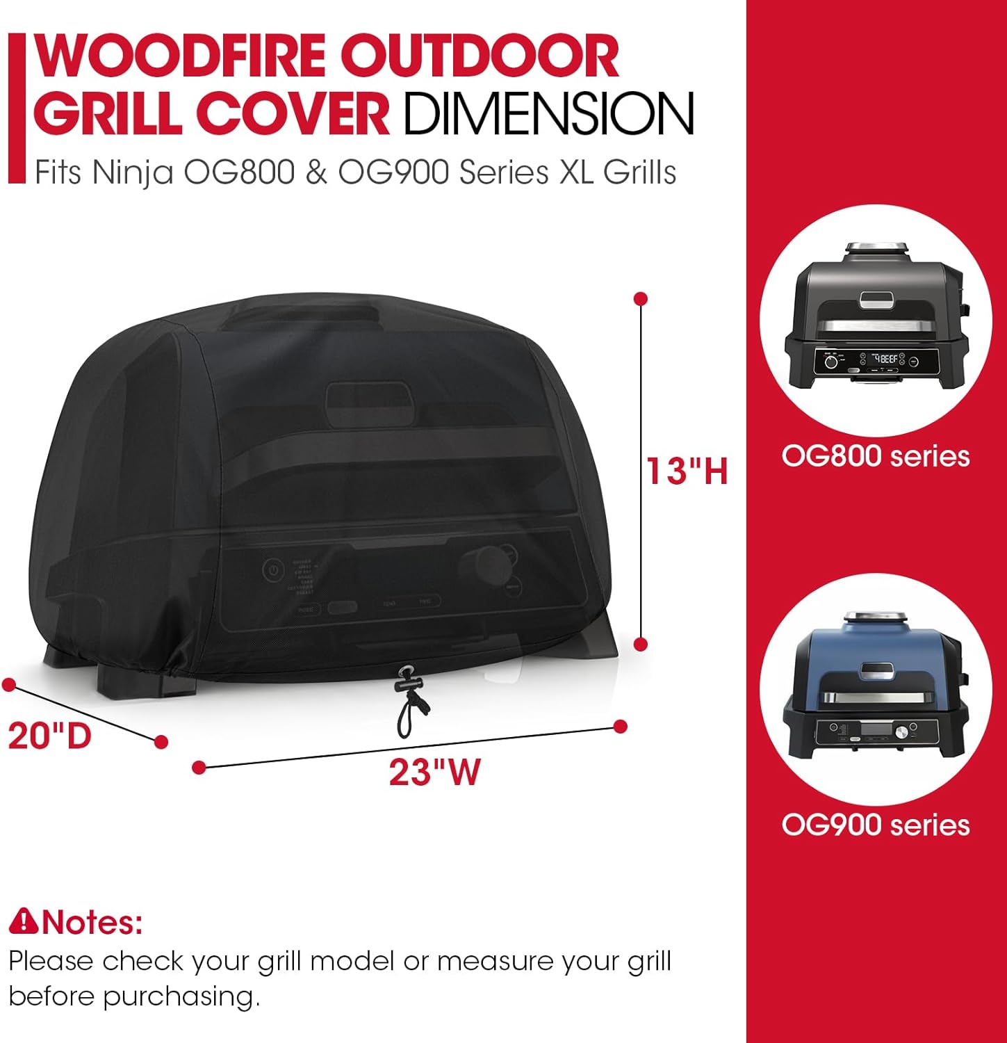 Unicook Outdoor Grill Cover Compatible with Ninja OG700 OG800 OG900 Series Woodfire, Waterproof Fade Resistant BBQ Cover for Ninja OG951 Premium XL Grill Smoker, Countertop Smoker Protector