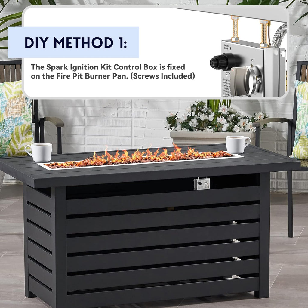 Skyflame Spark Ignition Gas Fire Pit Burner Kit, 48" Linear Stainless Steel Complete Drop-in Burner Kit with Flame Sensing, CSA Certified, Propane Regulator Connector Hose Set for Propane Tank