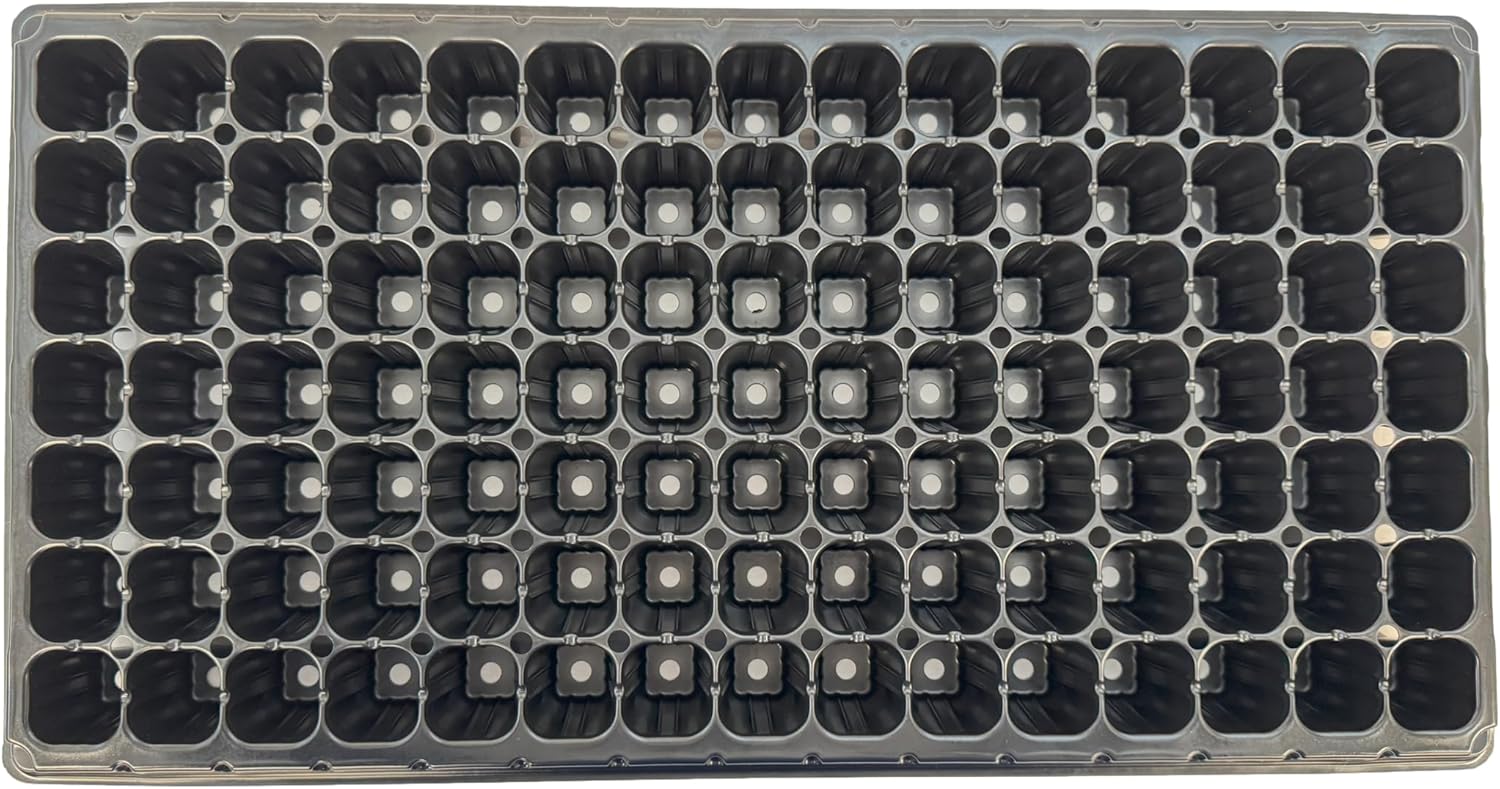 105 Cell Seedling Plastic Nursery Trays, 10 Pack, Thick Durable Germination Plug Trays, 1050 Cells Reusable Plant Propagation