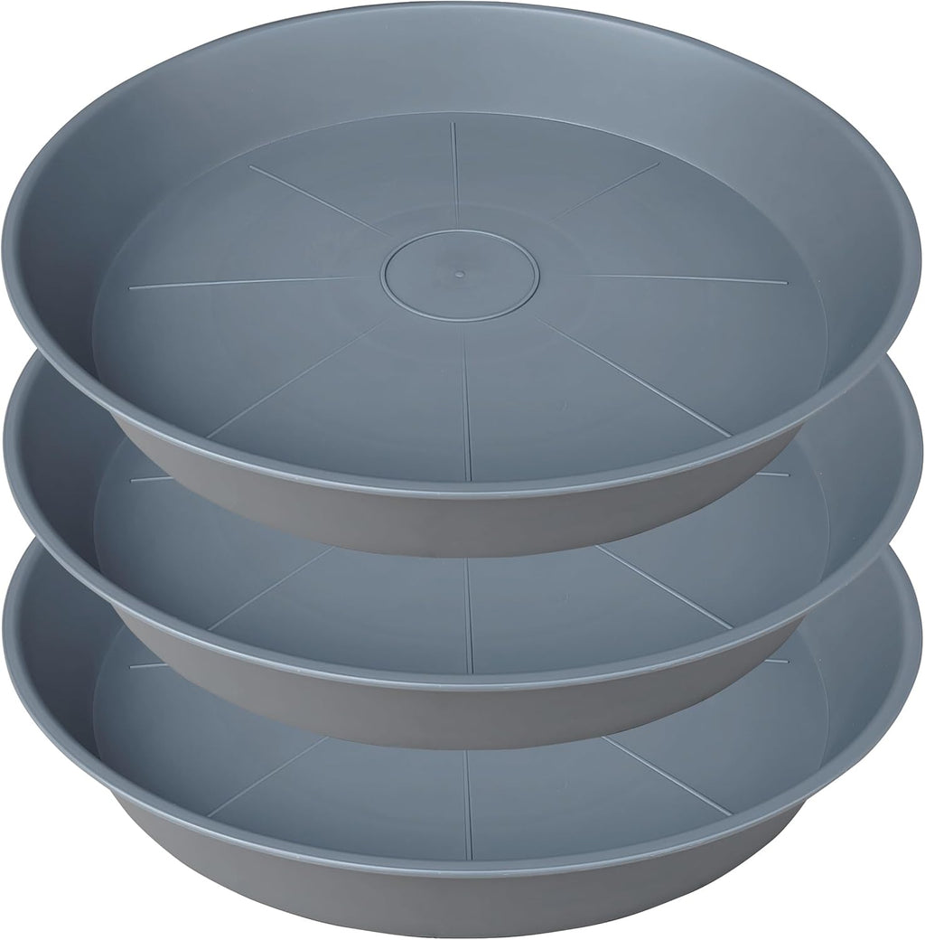 3 Pack of 25 26 inch Plant Saucer (22.7 Inch Base), 4.2" Depth, Large Deep Plastic Flower Planter Water Trays for Indoors Outdoor Bath Bath, Plant Drip Trays for Pot (26", Gray)