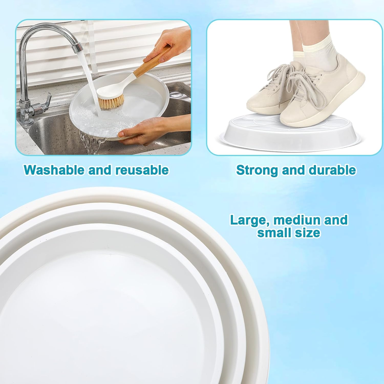 5 Pcs 3 Size Stepping Stone Kit for DIY Outdoor Garden Stepping Stone Includes Cement Molds Mosaic Tiles and Concrete Letter Stamps No Concrete Mix(White)