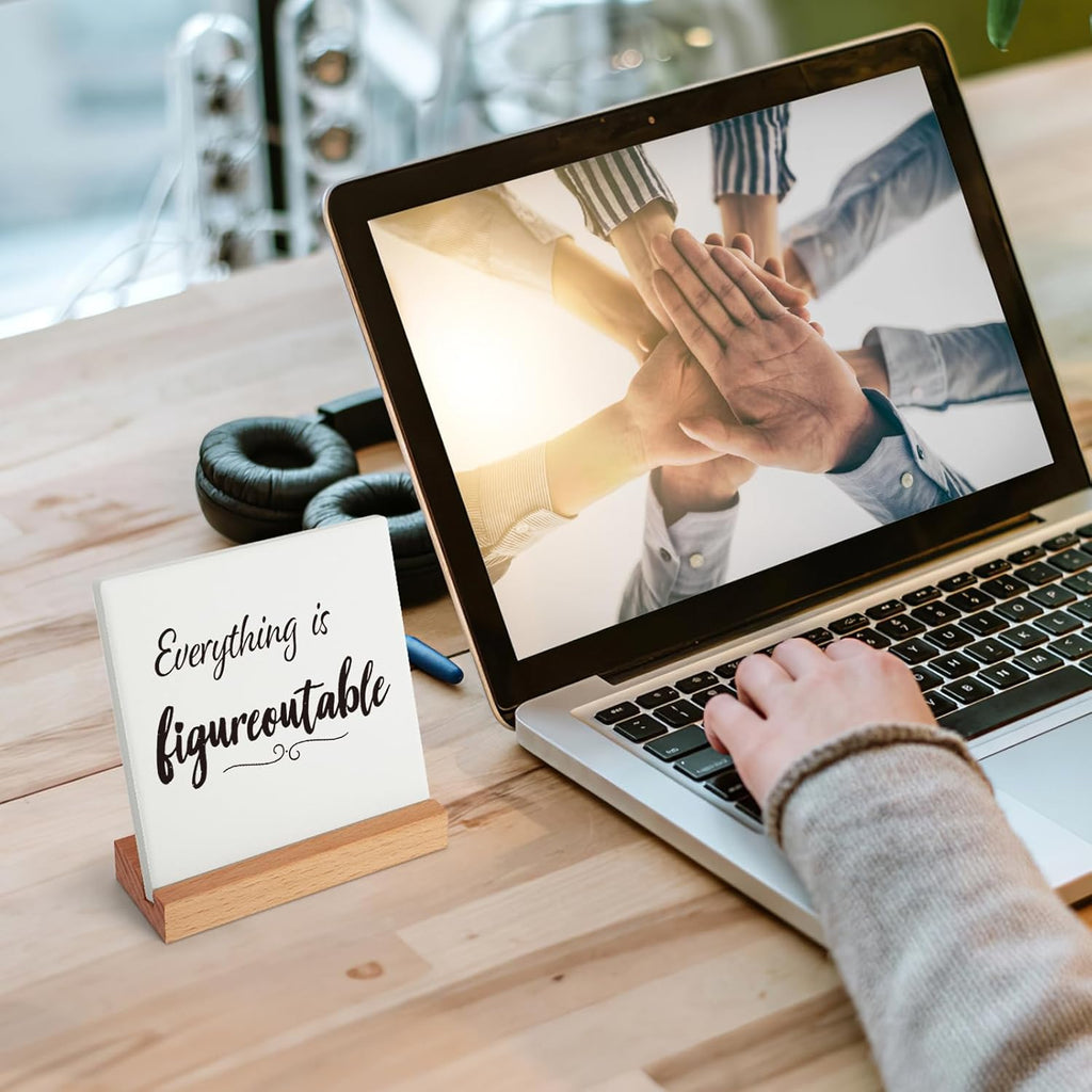 Inspirational Gifts for Team Coworker Friend Graduates Teenage Girl Boy, Encouragement Positive Office Decor Accessories Cheer Up Plaque - Everything is Figureoutable Mental Health Sign