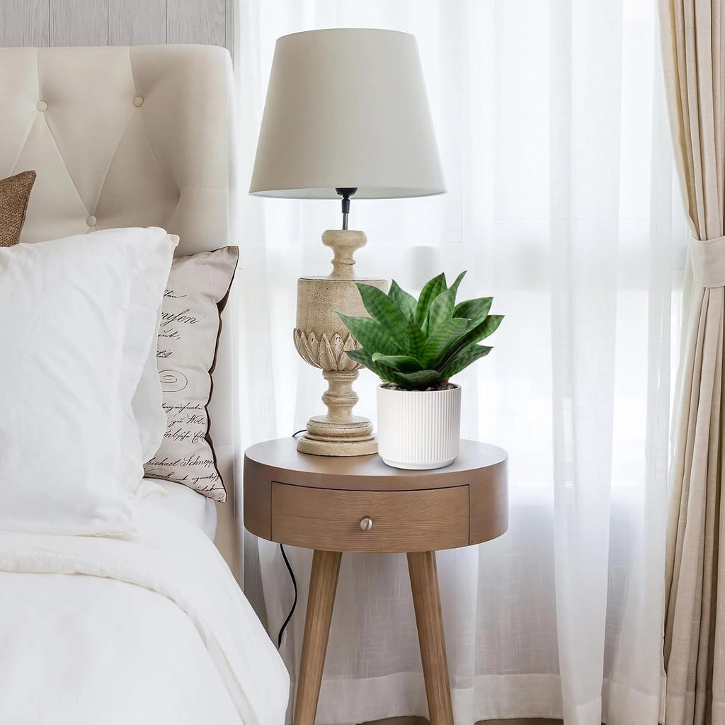 Artificial Agave Succulent Plants Faux Snake Plant Fake Succulent Agave Plant Potted in White Pot Succulent Aloe Plant for Desk Modern Office Living Room Table Shelf Home Indoor Outdoor Decor