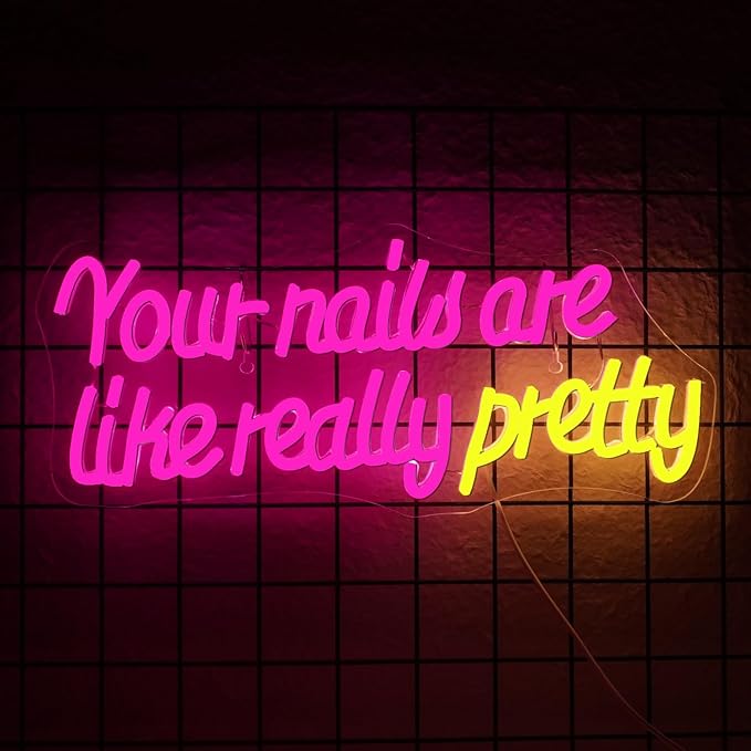 WLHOPE Your Nails Are Like Really Pretty Neon Sign, Nail Neon Signs for Wall Decor, Pink Led Signs USB Connectivity Nails Light Up Signs for Nails Shop Nails Salon Home Bar Girls Room Beauty Shop Nails Room