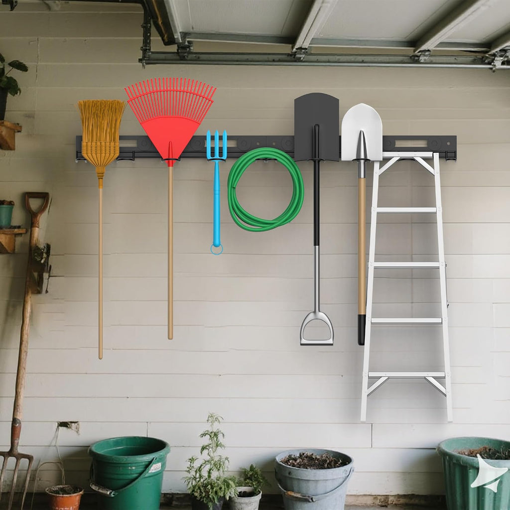 Garage Wall-Mounted Rack, Tool Storage Rack, Garden Tool Rack, Hanging Storage Rack for Yard Tools, Anti-Rust - Easy Installation (2-Pack)