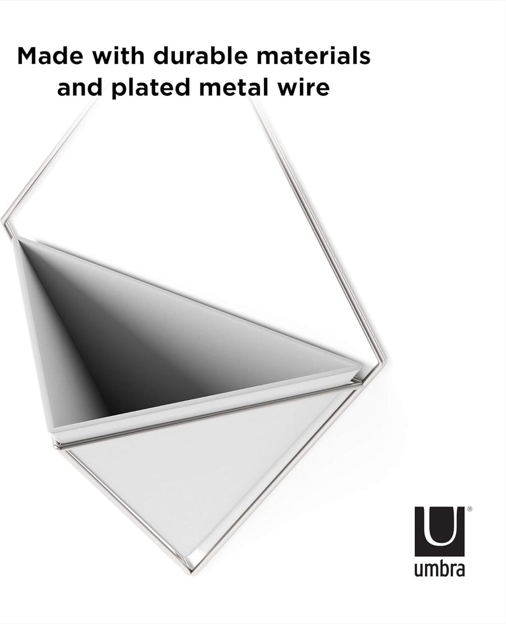 Umbra Trigg Hanging Planter Vase Wall Decor, Pot and Container for Succulents, Cactus, Faux Plants, and More, Large, White/Nickel