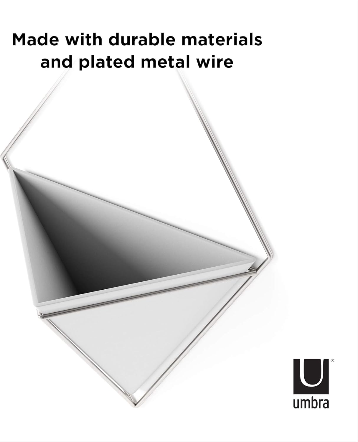 Umbra Trigg Hanging Planter Vase Wall Decor, Pot and Container for Succulents, Cactus, Faux Plants, and More, Large, White/Nickel