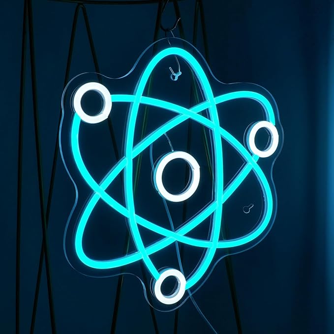 Molecule Neon Sign Blue White Led Neon Lights Neon Bar Signs for Wall Decor USB Light Up Sign Neon Molecular Structure Signs for Boys Room Party Kids Room Birthday