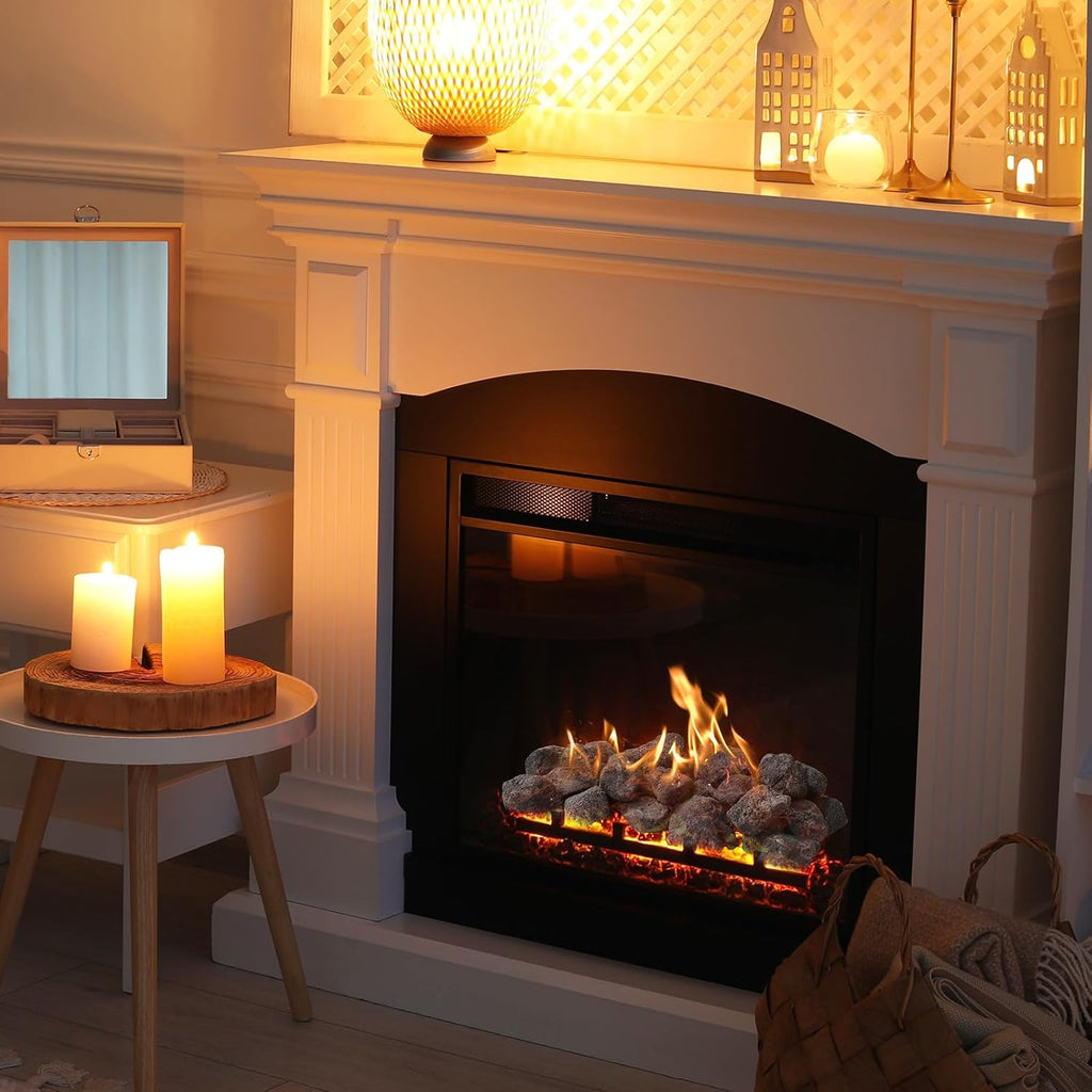 10 lb 0.8-1.2 Inch Small Black Lava Rocks for Fire Pits, Indoor Fireplaces, Outdoor Gas Fire Tables, Garden Landscaping Decoration