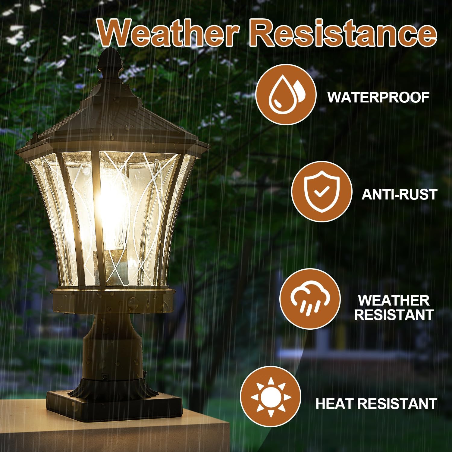 Motion Sensor Outdoor Post Lights with Pier Mount Base, Dusk to Dawn Outdoor Pillar Lamps Waterproof Exterior Post Lamp with Patterned Glass Outdoor Pole Lights for Patio, Porch, Gate