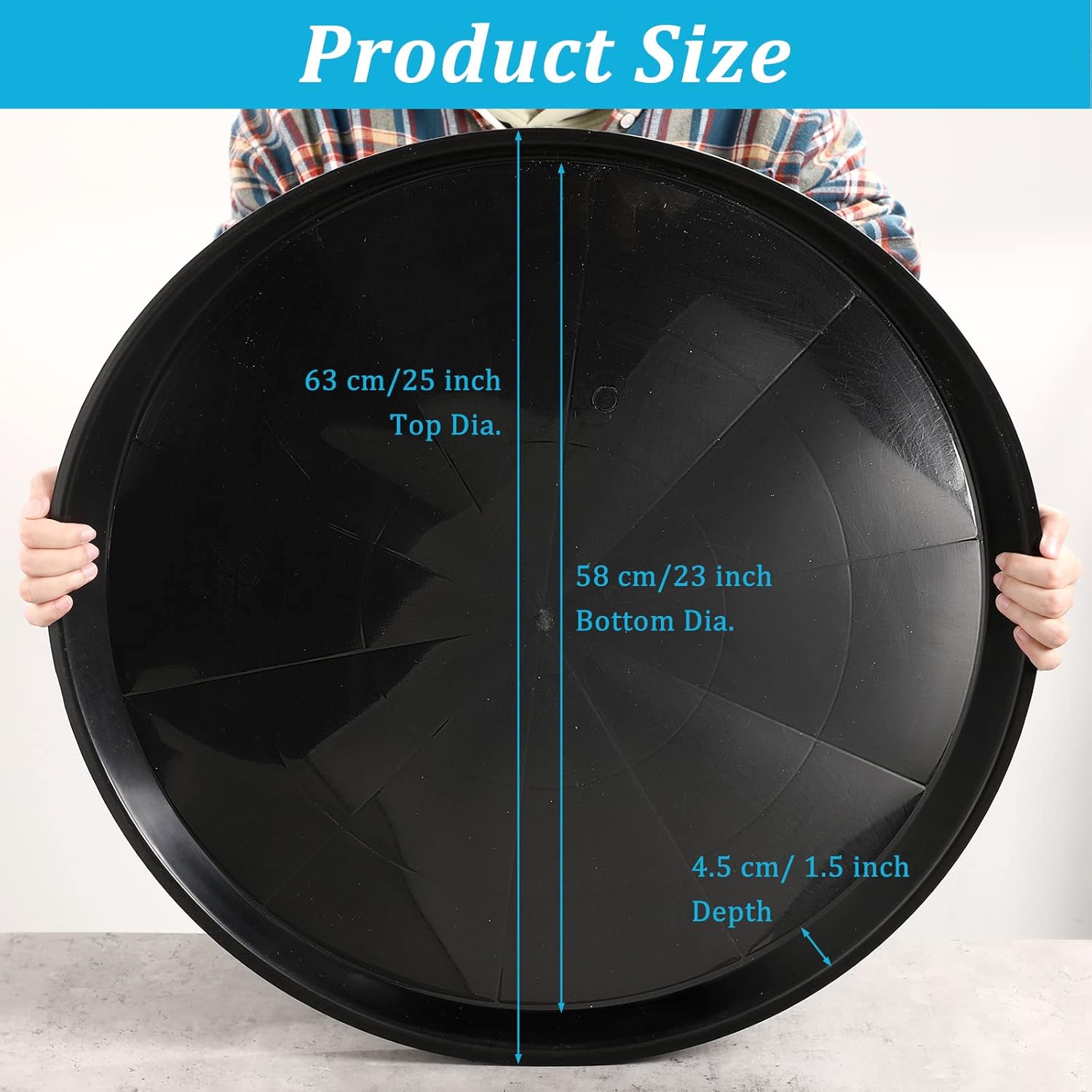 Eccliy 6 Pack Plastic Plant Saucer Heavy Duty Planter Saucers Large Plant Pot Saucers Plastic Water Trays for Indoors and Outdoors Flower Plant Plant Drip (Black,25 Inch)