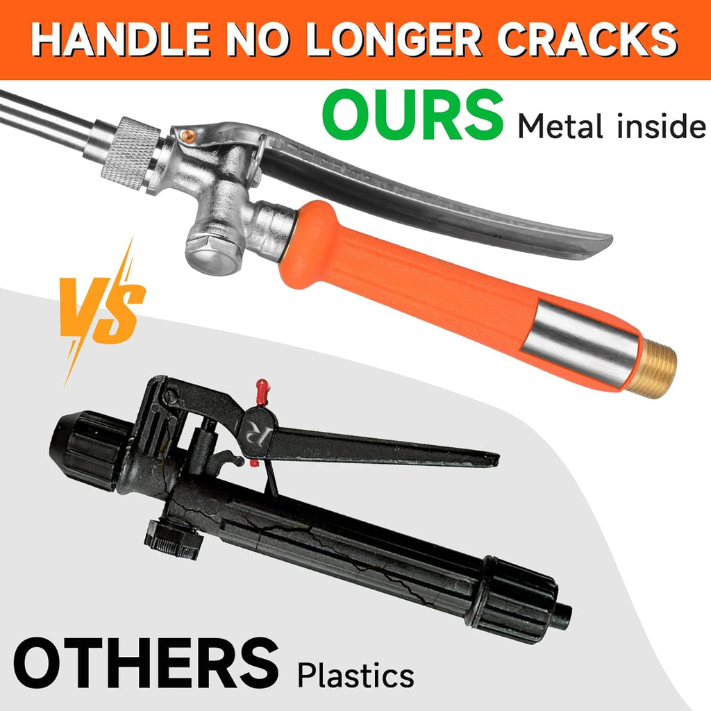 All Metal 44 Inches Replacement Sprayer Wand, 1/4" & 3/8" Brass Barb Sprayer Wand Replacement Built-in Shut Valve Stainless Steel Sprayer Wand. (All Metal Sprayer Wand)