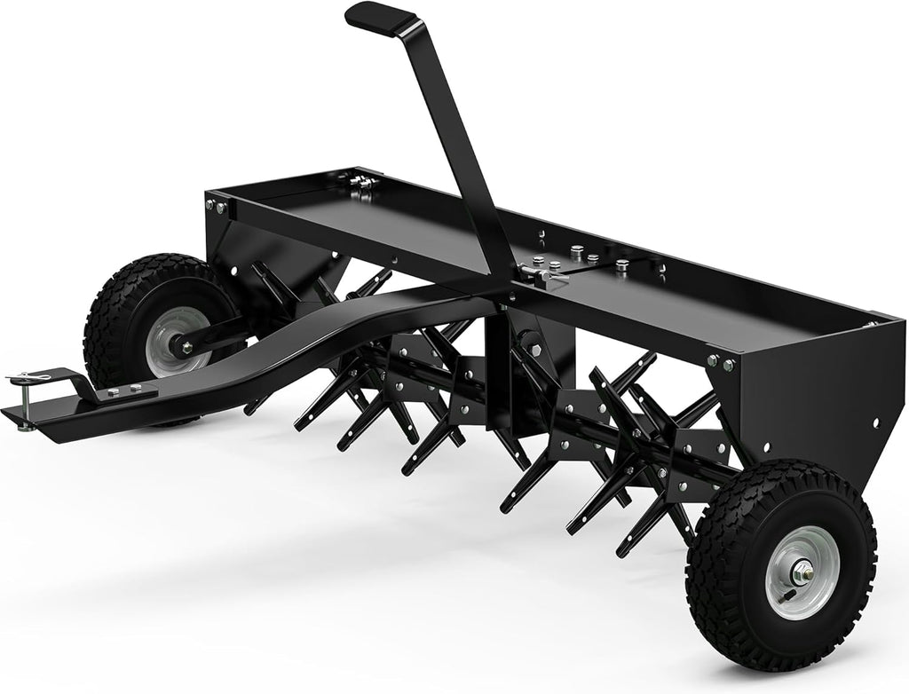 YINTATECH 48" Lawn Aerator Tow Behind with Universal Hitch for Lawn Plug Aerator, Black