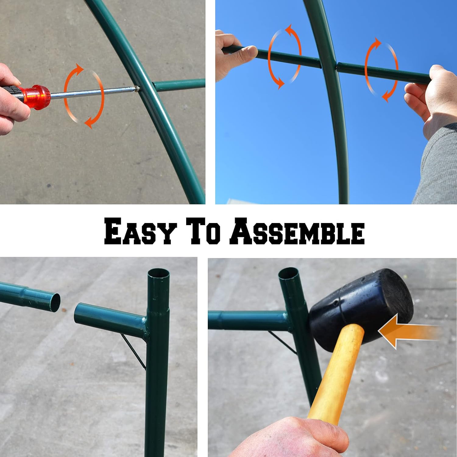 Benefit-USA BenefitUSA Multi-Size Large Garden Support Arch Frame Climbing Plant Arch Arbor for Flowers/Fruits/Vegetables (24.6'X9.8'X7.2') Green