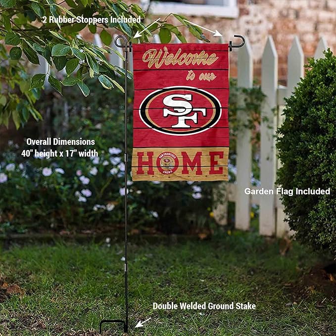 WinCraft San Francisco 49ers Welcome to Our Home Garden Flag and Flagpole Mount