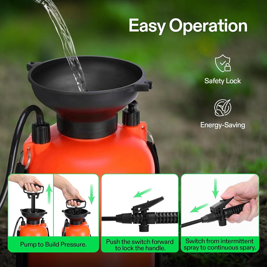 VIVOSUN 1.35-Gallon Pump Pressure Sprayer, Pressurized Lawn & Garden Water Spray Bottle with Adjustable Shoulder Strap, for Spraying Plants, Garden Watering and Household Cleaning
