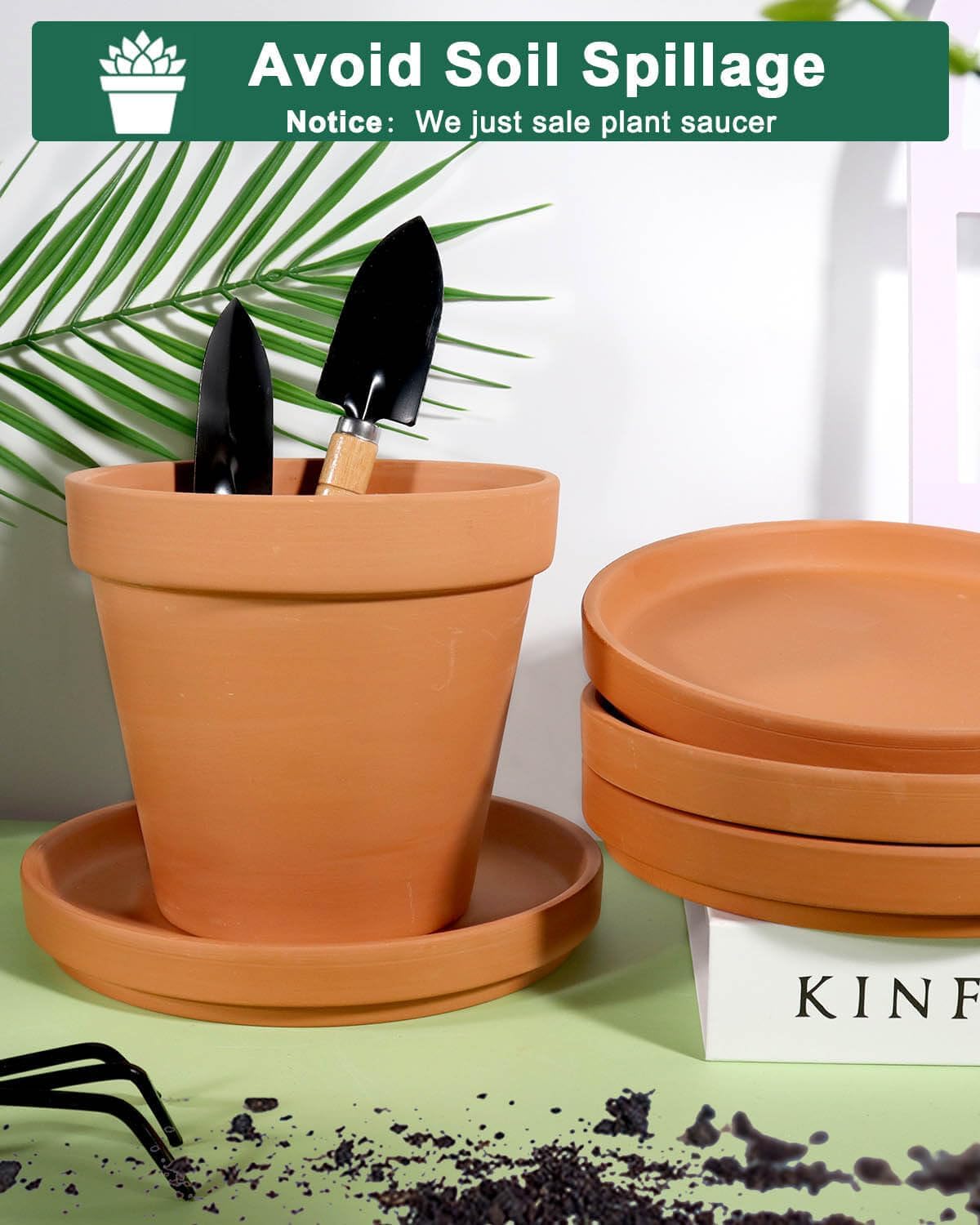 vensovo 5 Inch Terracotta Plant Saucer Pots Tray - 6 Pcs Round Planter Saucers for Indoor & Outdoor Plants, Small Clay Trays Perfect for 4 Inch 4.5 Inch 5 Inch Flower Pot