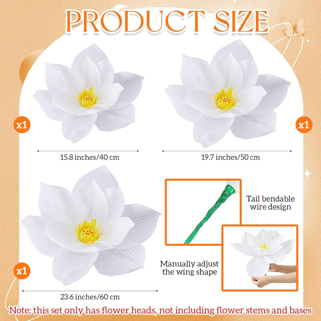 Havawish 3 Pcs Diwali Lotus Decorations for Pooja Giant Foam Lotus for Indian Pooja Decor Wedding Backdrop Home Wall Garden Pond Decor, 3 Different Size 15.75"/ 19.69"/ 23.62"