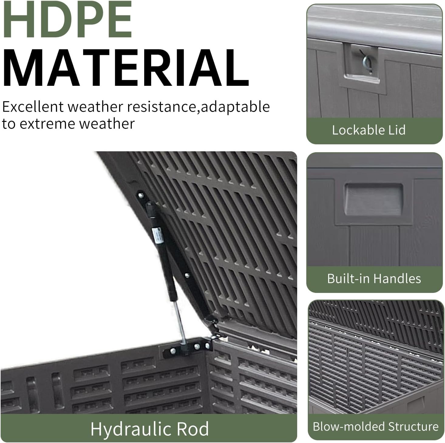 205 Gallon Extra Large Resin Outdoor Storage Box,Waterproof Deck box for Patio Furniture,Garden Tools,Lockable Patio Storage Box,Blow-Molded HDPE