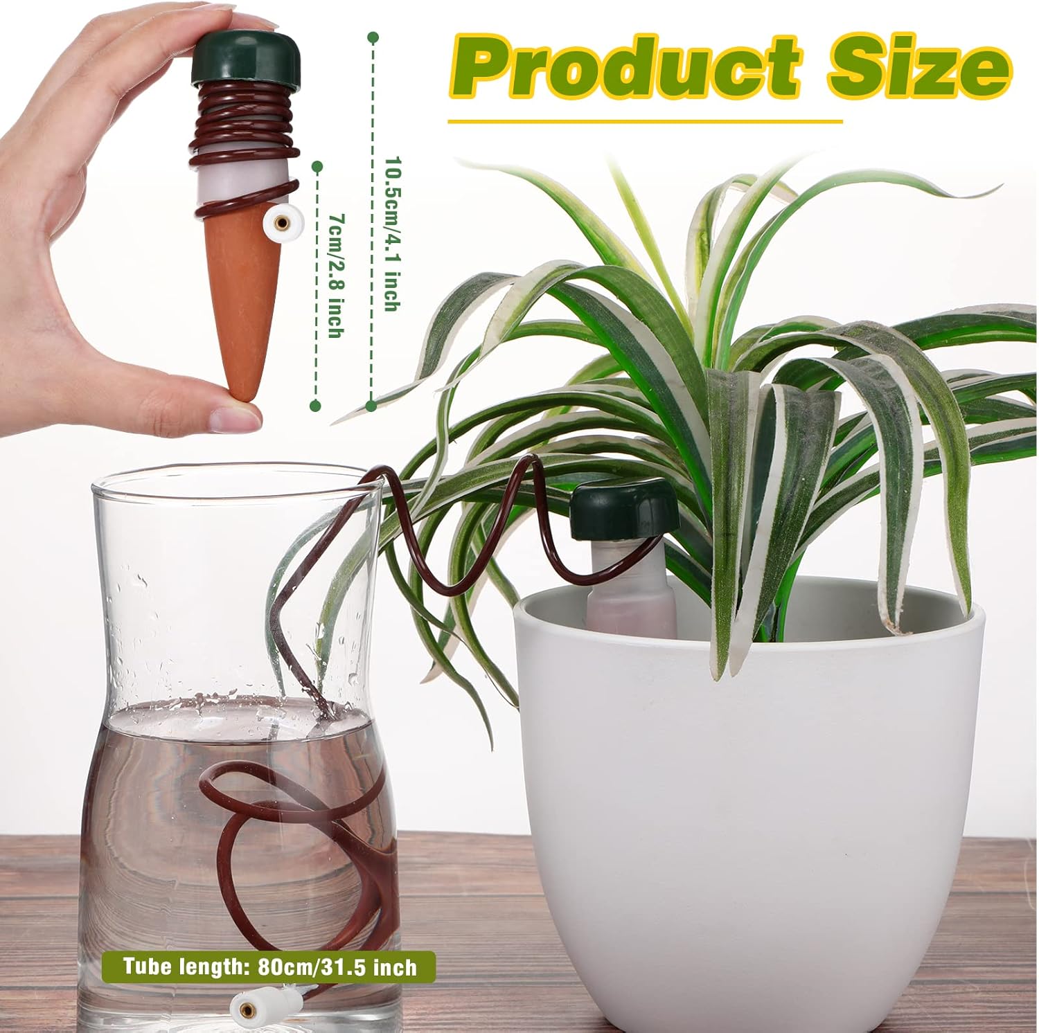 10 Pack Plant Watering Stakes Automatic Devices Plant Self Drip Irrigation Slow Release Indoor Outdoor Terracotta Water Spikes for Potted Plants Flower (Dark Green Base)