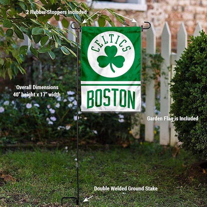 WinCraft Boston Celtics Garden Flag with Stand Holder