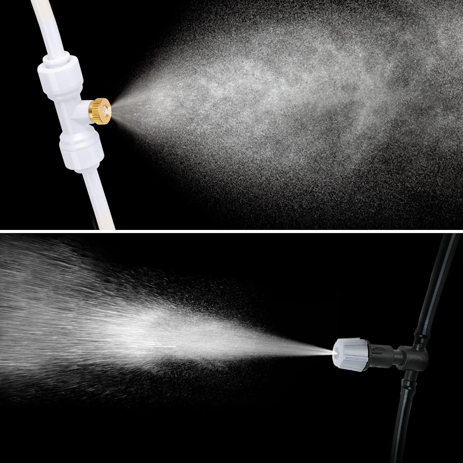 HOMENOTE 10 Pack Brass Misting Nozzles for Outdoor Cooling System, Mister Replacement Nozzles Tee and Plugs for 1/4" Tubing