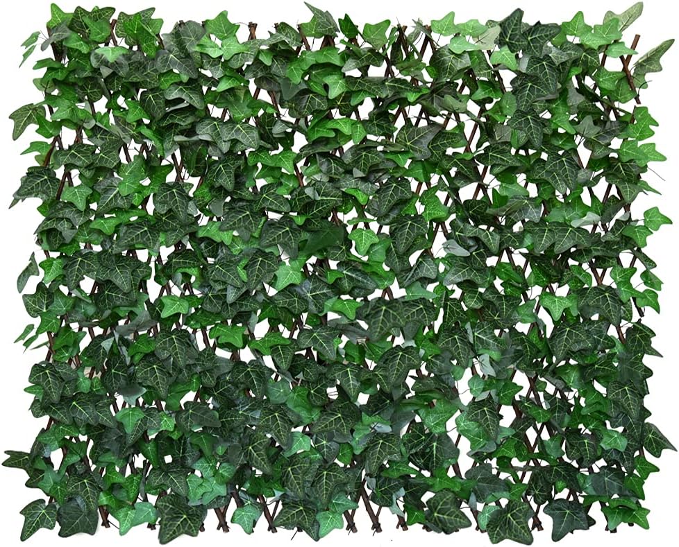 Expandable Fence Privacy Screen for Balcony Patio Outdoor,Decorative Faux Ivy Fencing Panel,Artificial Hedges (Single Sided Leaves) (1, Green-Ivy)