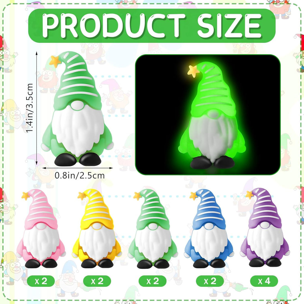 12 Pcs Luminous Mini Gnomes Figurines Fairy Glow in Dark Garden Miniature Gnome Figurines Decor Funny Poses Garden Yard Home Patio Lawn Backyard Hide See DIY Craft