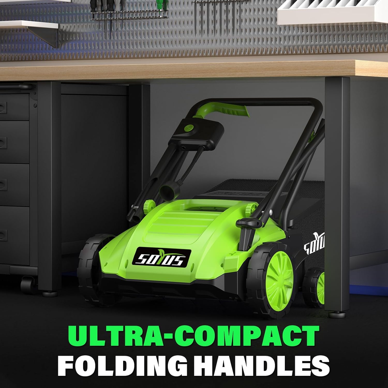 SOYUS Electric Dethatcher and Scarifier with 30L Collection Bag, 13-Inch 12 Amp 2-in-1 Corded Lawn Dethatcher with 4-Postion Depth Adjustment, Quick-Fold, Increases Lawn Health