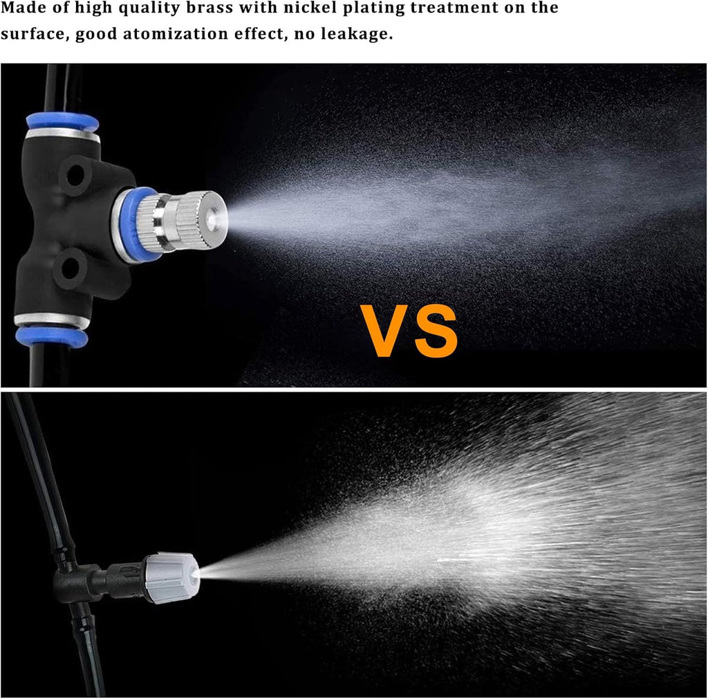 20pcs Brass Mister Nozzles, 6mm Misting Nozzles for Outdoor Cooling System, Landscaping, Air Humidification, Greenhouse Irrigation (with Filter, 0.012"/0.3mm Orifice)