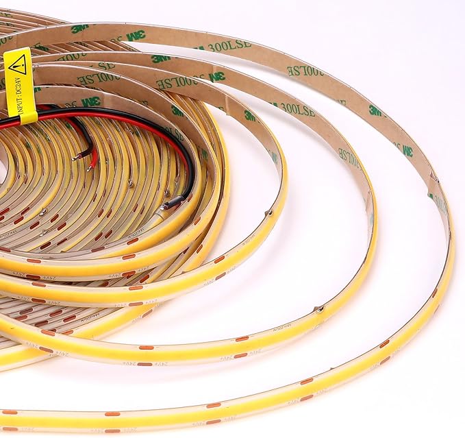 15M/49.2ft 24V COB LED Strip Light Waterproof IP65 Warm White 3000K Uniform Glow 5760LEDs CRI 93+ Flexible LED Tape Lights for DIY Cabinet Bedroom Kitchen Home Decor(No Power Supply)