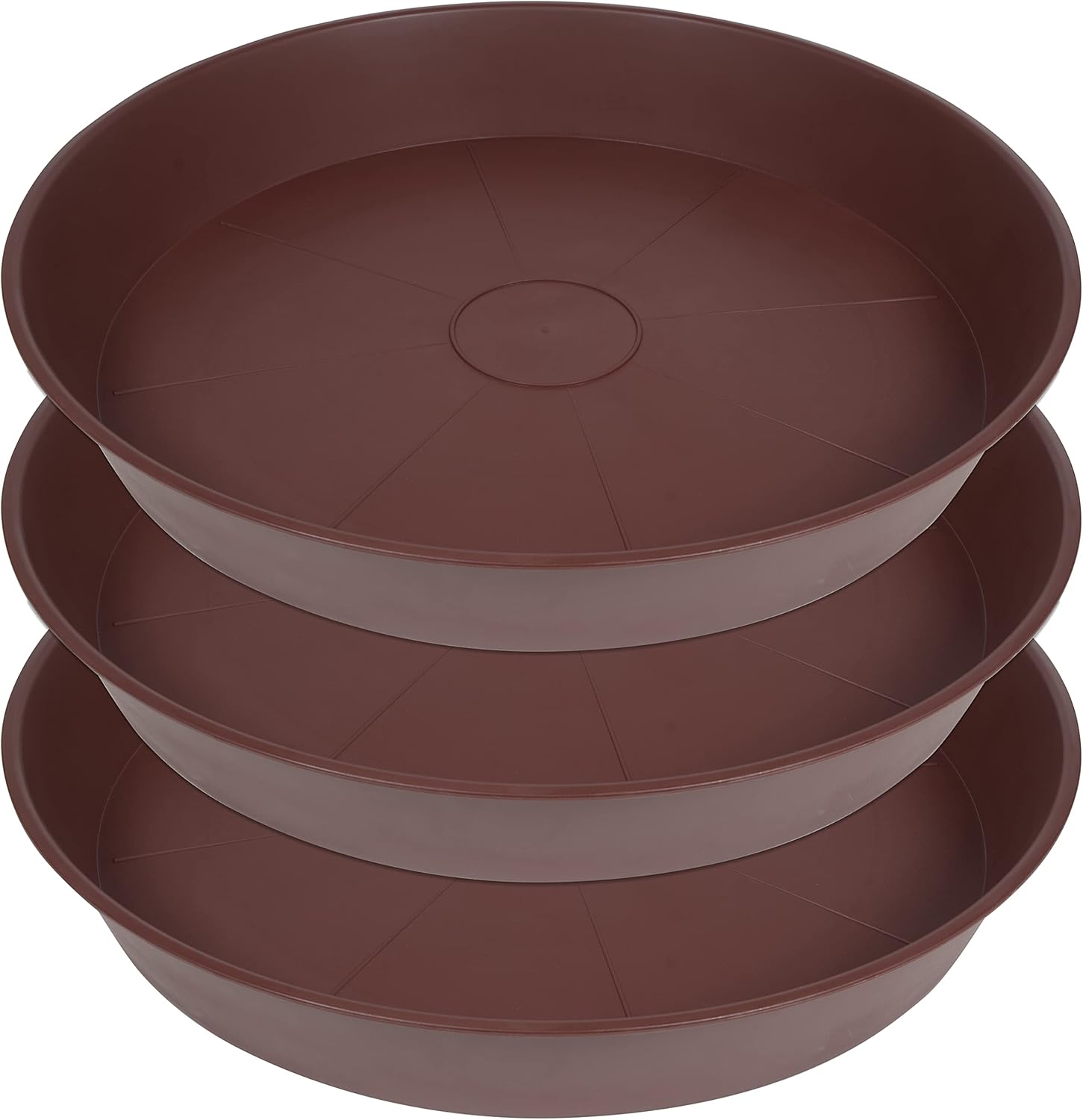 3 Pack of 25 26 inch Plant Saucer (22.7 Inch Base), 4.2" Depth, Large Deep Heavy Duty Plastic Flower Planter Water Trays for Indoors Outdoor, Plant Drip Trays (26", Chocolate)