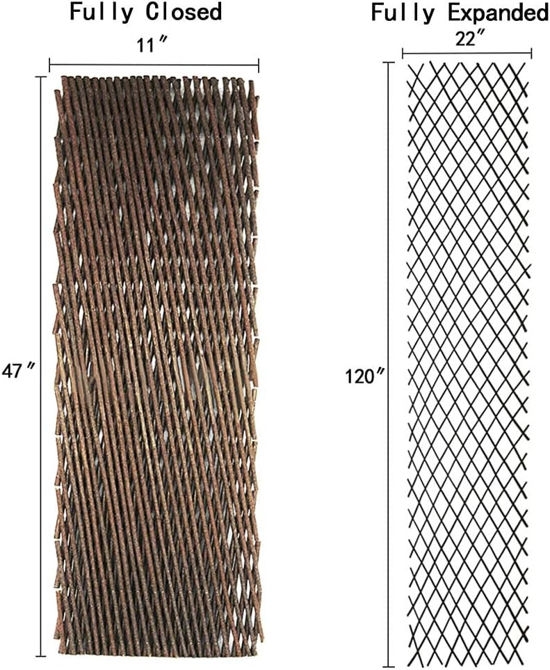 Natural Lattice Willow Trellis Fence for Climbing Plants,Expandable Garden Fence Wall Panel, Outdoor Decorative Wood Fence (1 Pieces)