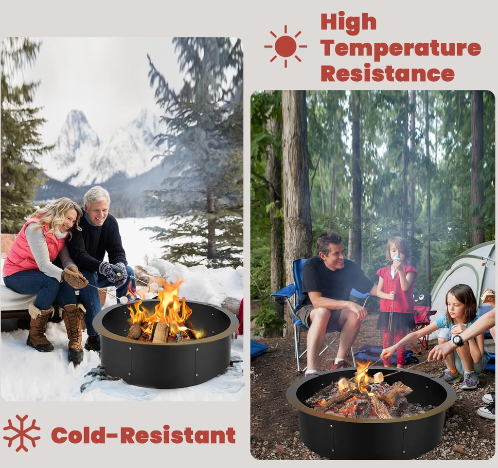 36 Inch Inner Round Fire Pit Ring Insert for Outside Wood Burning, 40 Inch Outer 36 Inch Inner DIY Outdoor Fire Pit Liner Ring for Garden, Patio, Backyard or Camping, 1.5mm Thick Metal Steel