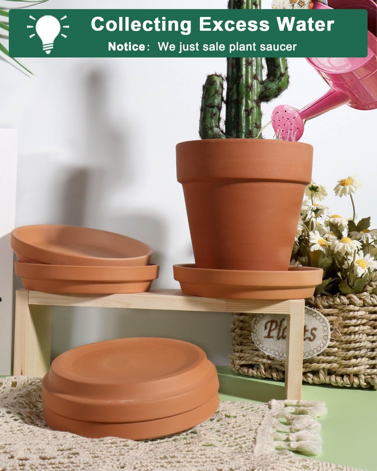 vensovo 5 Inch Terracotta Plant Saucer Pots Tray - 6 Pcs Round Planter Saucers for Indoor & Outdoor Plants, Small Clay Trays Perfect for 4 Inch 4.5 Inch 5 Inch Flower Pot