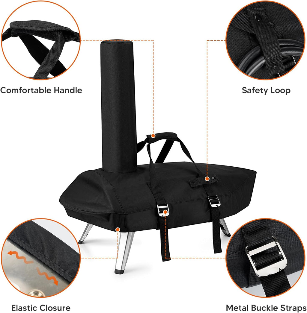 Onlyfire Chef Pizza Oven Cover for Ooni Karu 12, Outdoor Pizza Oven Protective Carry Cover, Heavy Duty Waterproof Weather Resistant Dust-Proof, Black