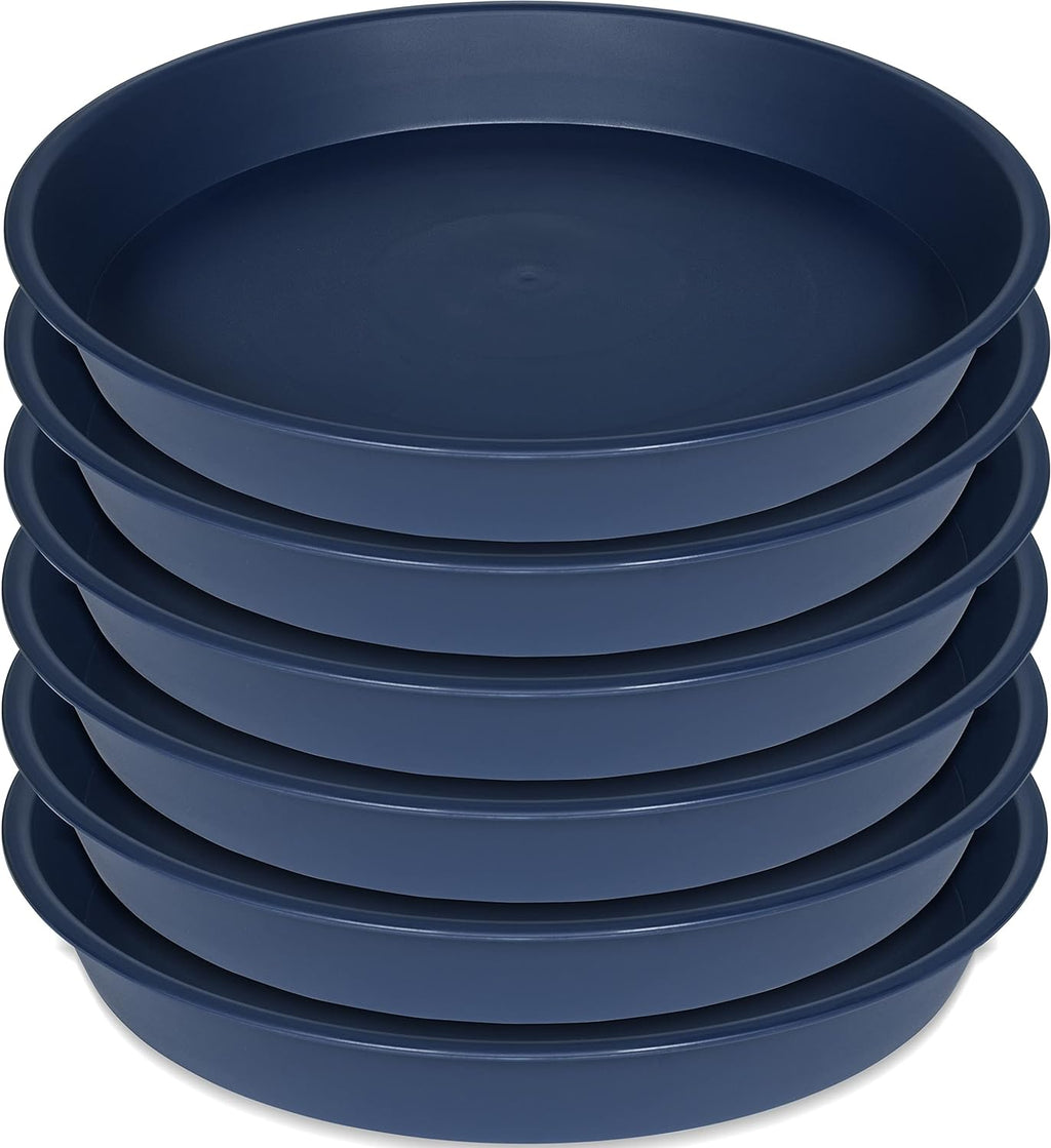 6 Pack of 10 inch Plant Saucer Blue, Heavy Duty Plastic Plant Saucer 10 inch Round, Flower Plant Saucers for Indoors, Plant Trays for Planter 8"/9"/10" (10", Blue)