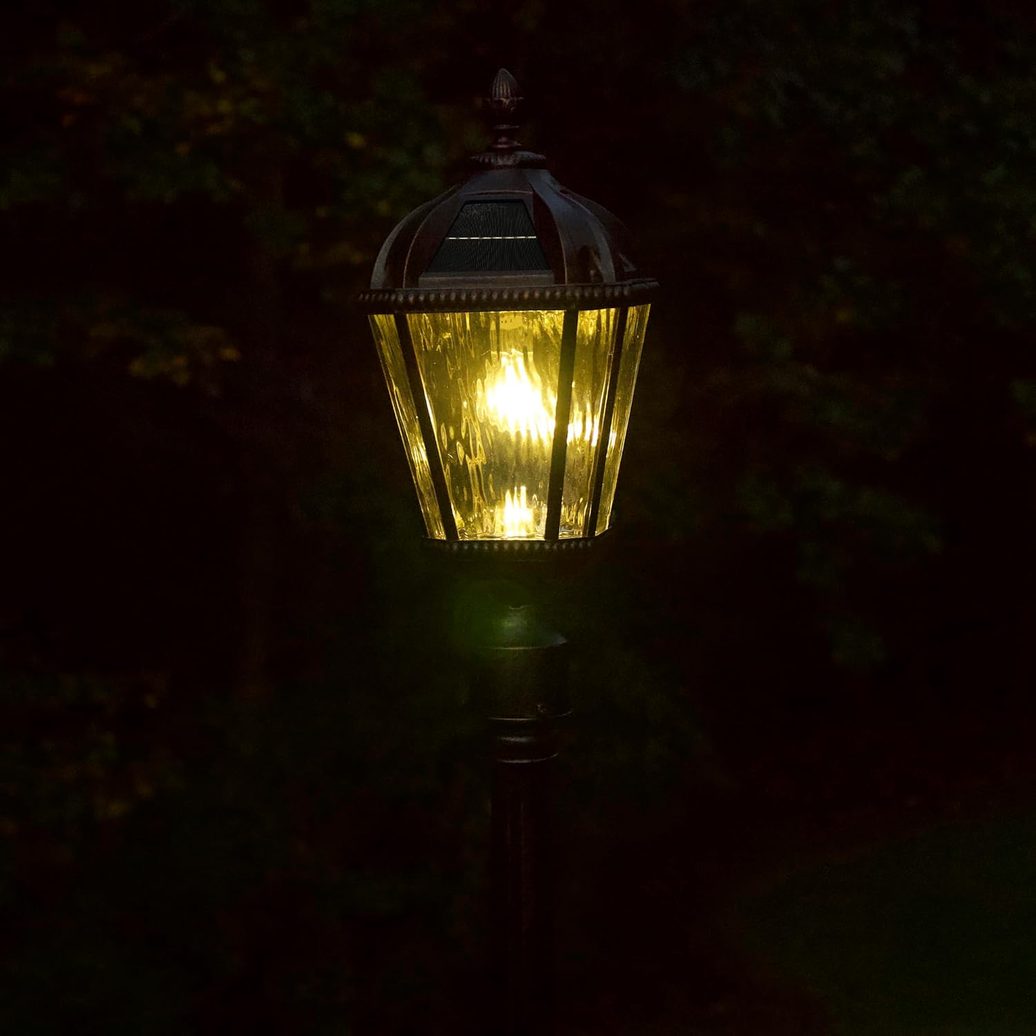 Gama Sonic Outdoor Solar Post Light, Brushed Bronze Finish Aluminum, Royal Bulb, Clear Rain Glass, 3-inch Fitter for Lamp Posts 98B112 (Upgraded Panel and Battery)