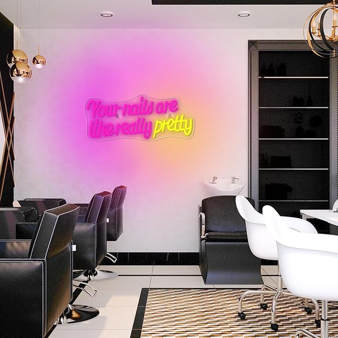 WLHOPE Your Nails Are Like Really Pretty Neon Sign, Nail Neon Signs for Wall Decor, Pink Led Signs USB Connectivity Nails Light Up Signs for Nails Shop Nails Salon Home Bar Girls Room Beauty Shop Nails Room