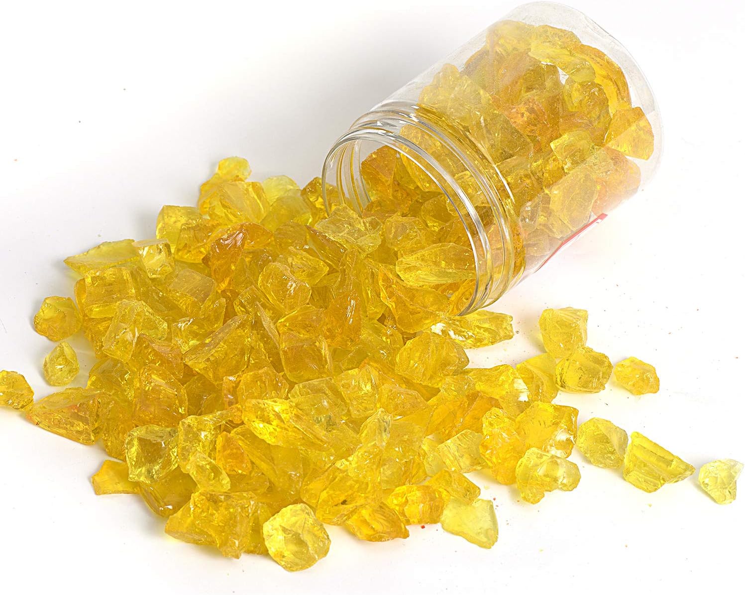 High Luster Reflective Fire Glass Gravel,Fire Gems,Fire Drops,Fire Glass Pebbles Stones Beads Chips for Fire Pit Fish Tank Aquarium Garden,1-2cm,540g/1.19lb (Yellow)