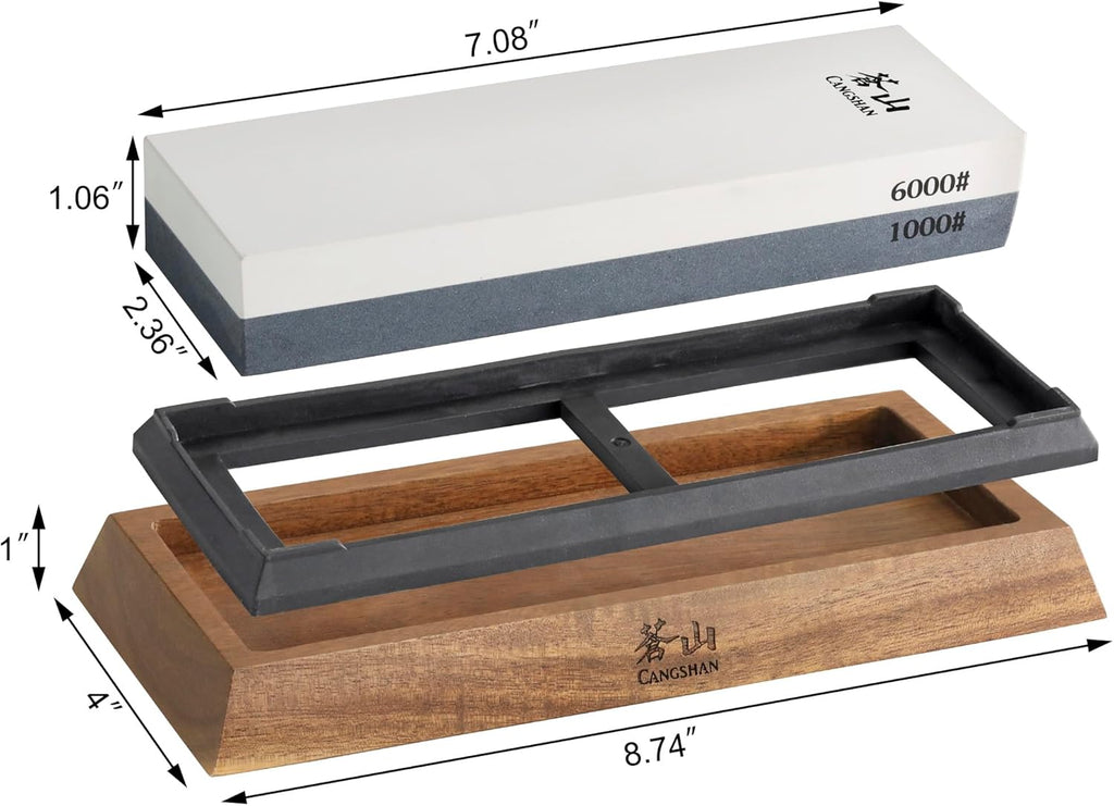 Cangshan 503800 Dual-Sided Whetstone Knife Sharpener 1000/6000 Grit