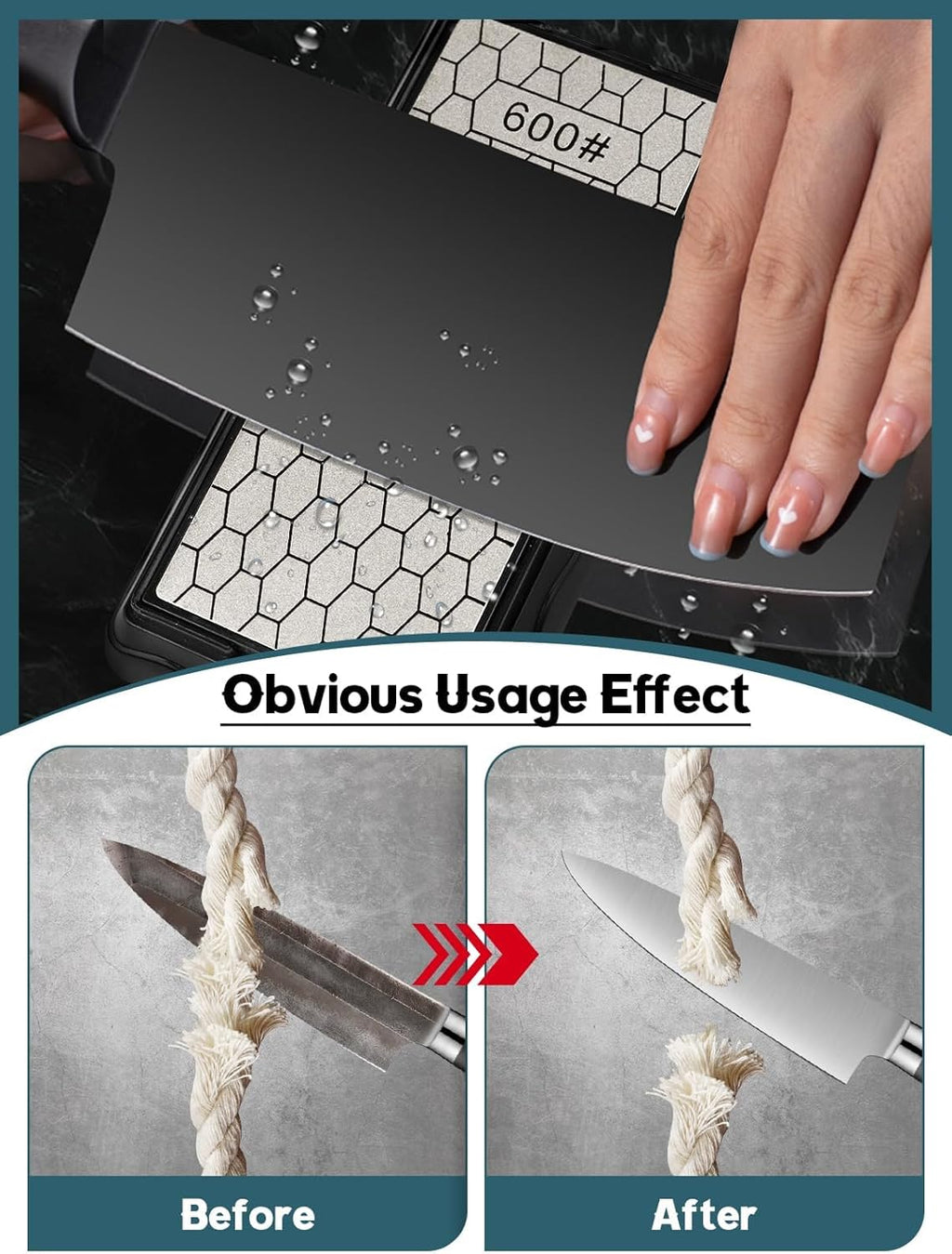 Double-Sided Diamond Sharpening Stone, Kalolary Knife Sharpener Stone Diamond Plate Stone with Non-slip Base & Replaceable Grit Plate for Knives Outdoor Camp Kitchen Sharpen Tool (400/1000# 600/1200#)