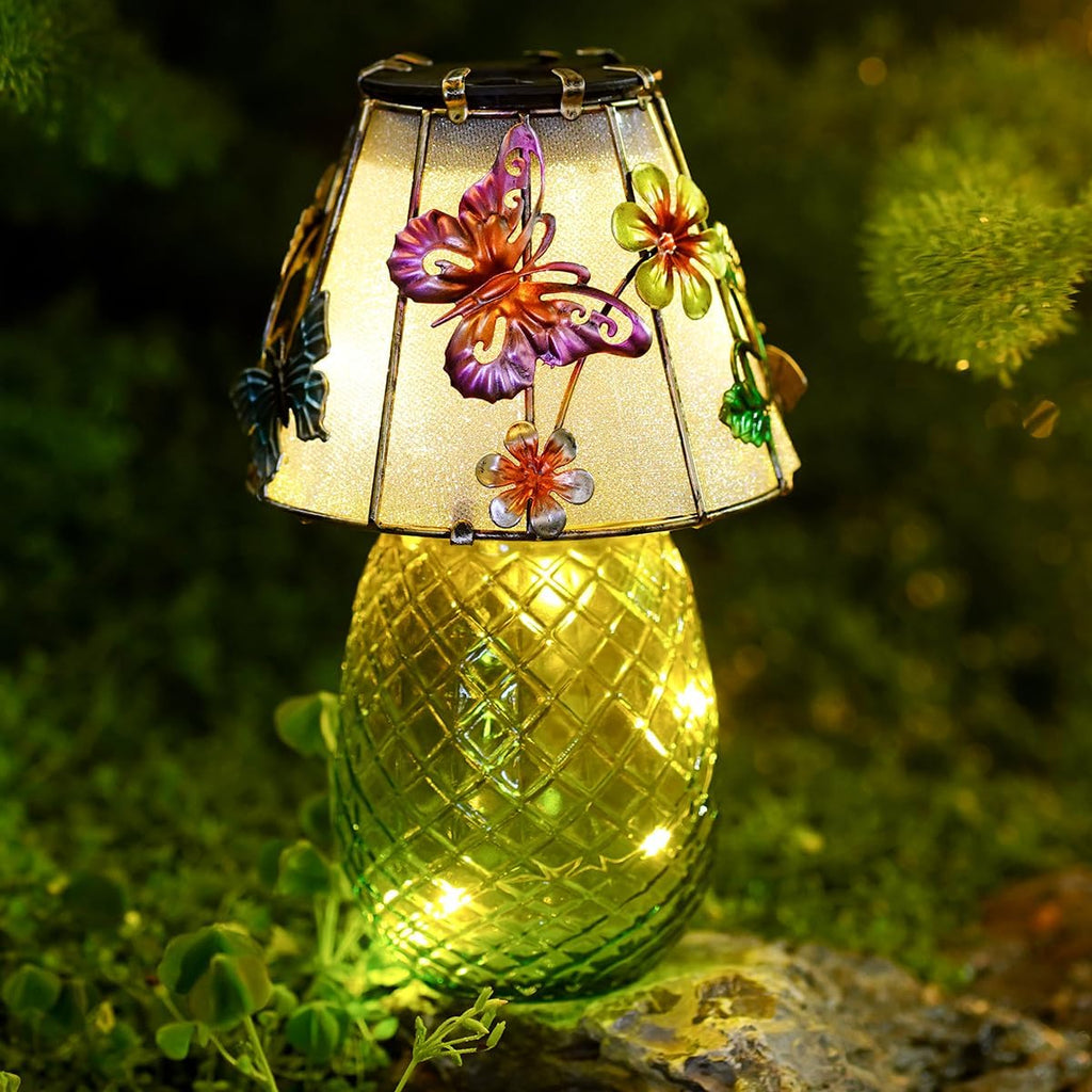 Butterfly Solar Garden Lights Outdoor Decor - Waterproof Tabletop Solar Lamp - Cordless Table Lamps for Garden Patio Porch Yard Backyard Balcony Wedding, Gifts for Mom