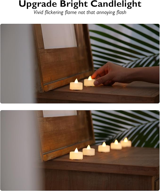 BEICHI Set of 24 Flameless LED Tea Lights Bulk, Electric Tealight Candles, Small Fake Candles Battery Operated, Warm White Flickering Mini Candles for Christmas, Home Decor