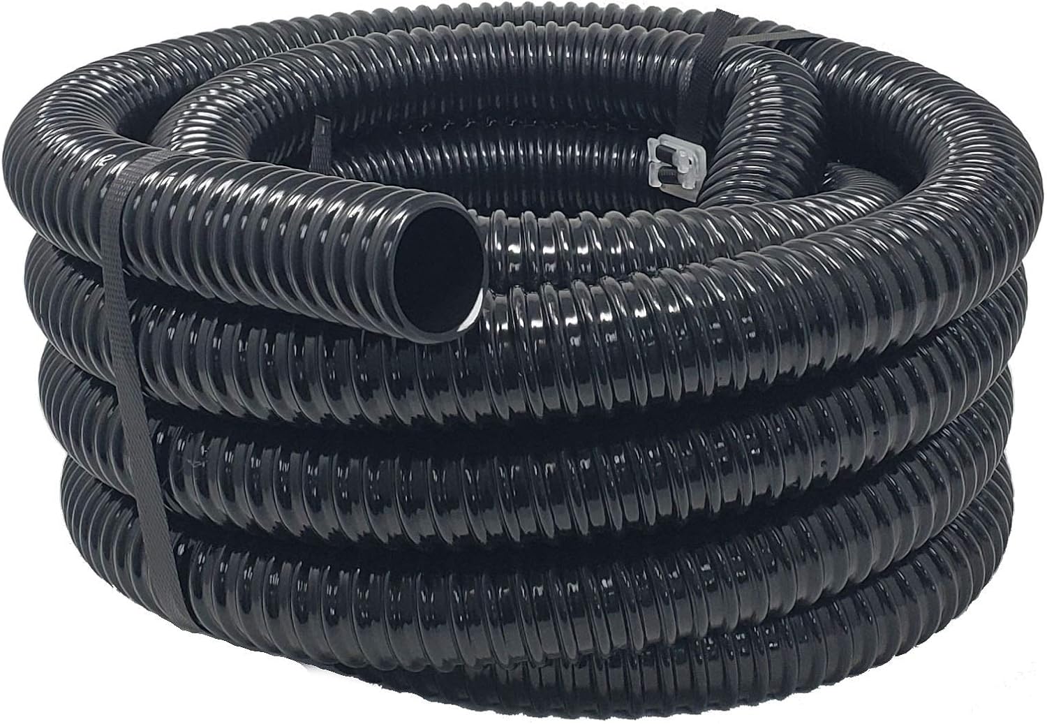 Sealproof Kinkproof 1-1/2" Dia Waterfall, Pond Tubing, 1-1/2-Inch ID, 20 FT, Black Corrugated PVC Strong Flexible Tubing, Made in USA