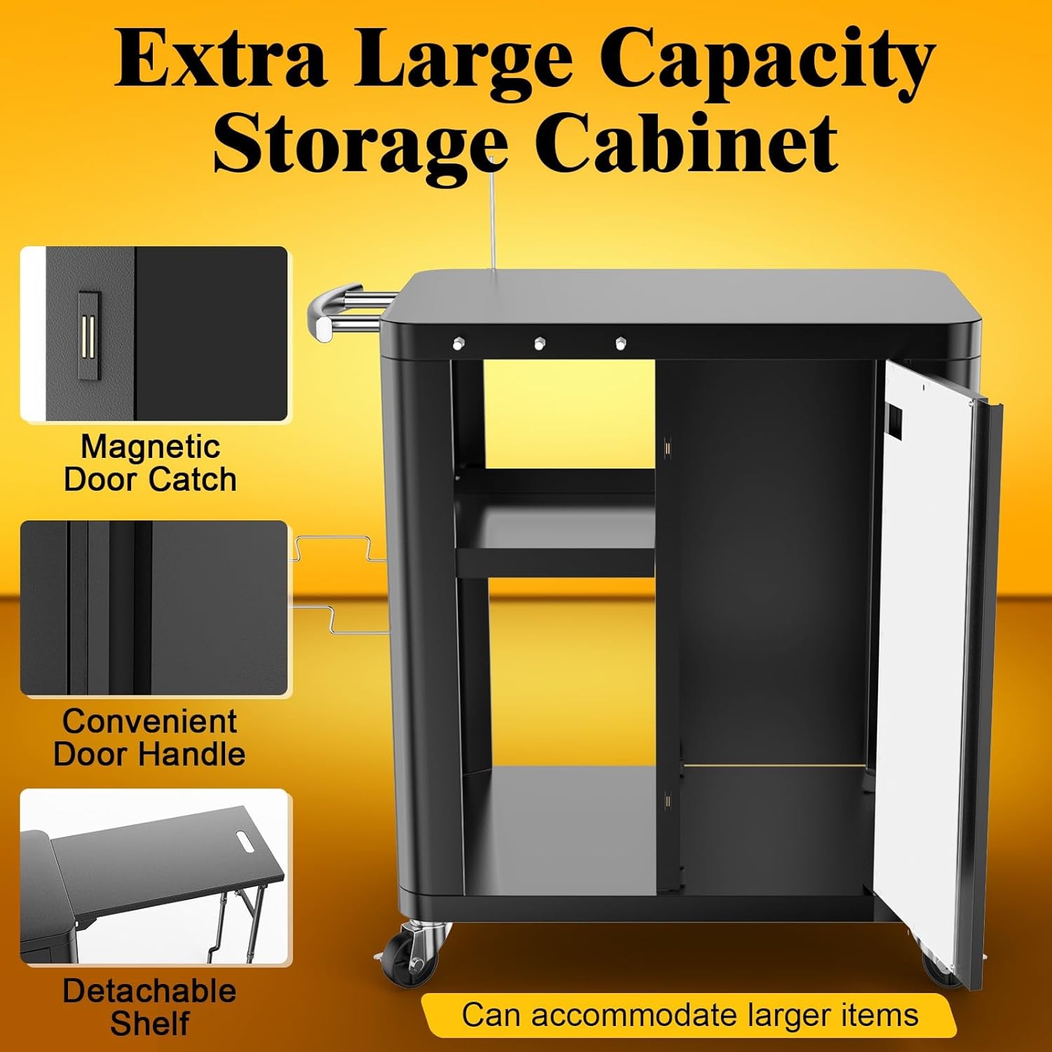 Outdoor Grill Table Cart 57"x24"x35", Outdoor Kitchen Island with Storage & Large Tabletop for Blackstone Griddle, Ooni Pizza Oven, Ninja Woodfire Grill, BBQ Station, Dining Cart, Rolling BBQ Table