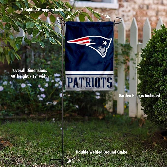 WinCraft New England Patriots Garden Flag with Stand Holder